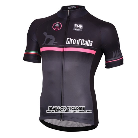 2016 Maillot Ciclismo Giro D'italie Noir et Rouge Manches Courtes et Cuissard